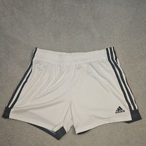 Adidas White Sports Shorts with Black Stripes